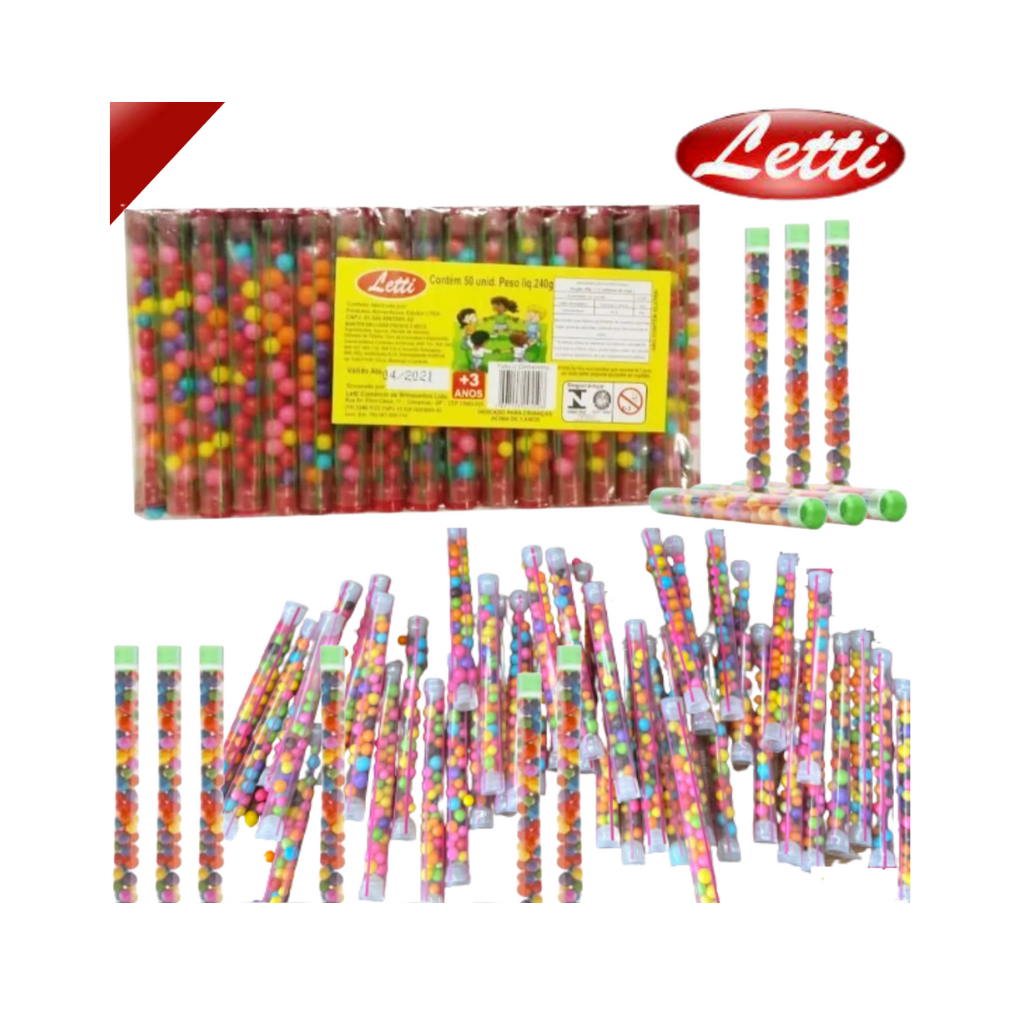 Pct 50 Tubetes Frutitos Balinhas Doces - Lembrancinhas Festa Aniversário - Eventos escolares