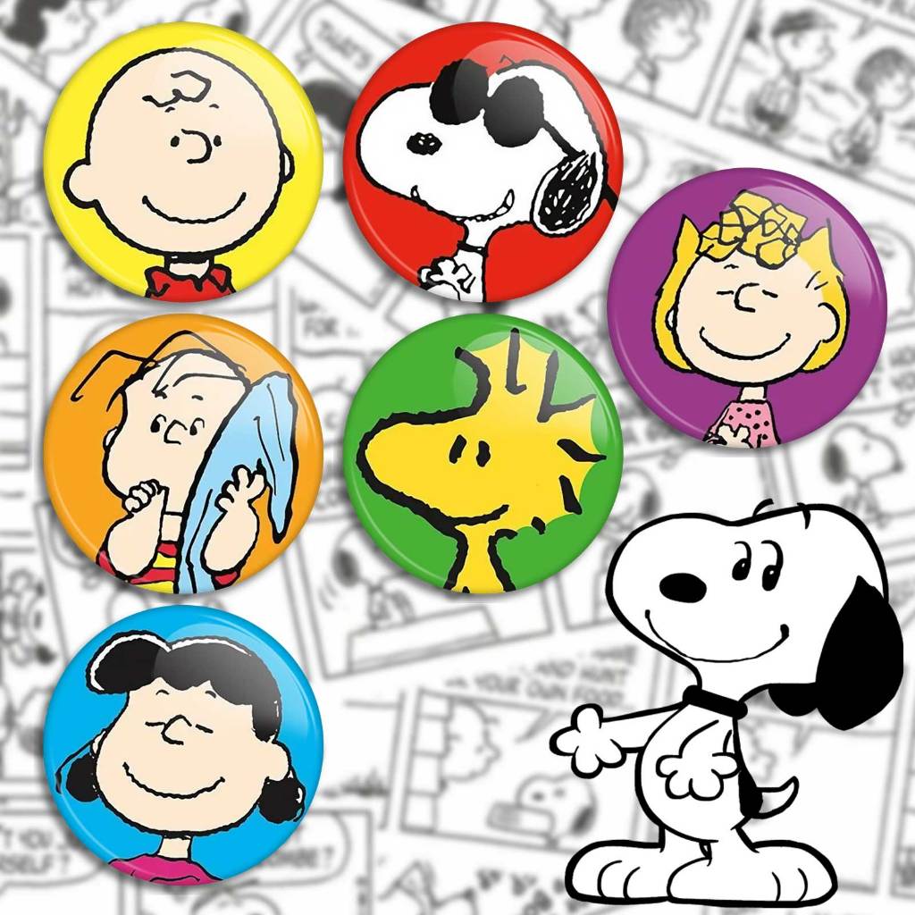 botons snoopy, broche snoopy, kit com 6 unidades, pins snoopy e Charlie Brown