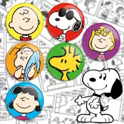botons snoopy, broche snoopy, kit com 6 unidades, pins snoopy e Charlie Brown