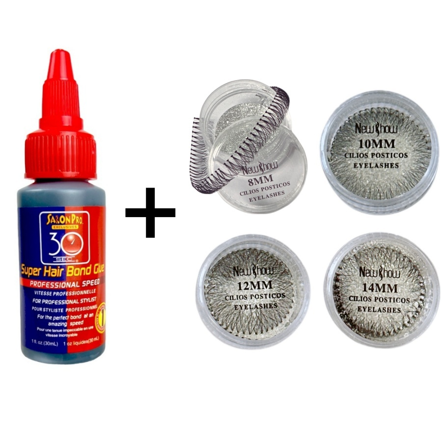 Conjunto de Super Cola 30ml Salon Pro + Cílios em Tufo Potinho NEW SHOW - Tufo Com nó em Oferta na Shopee