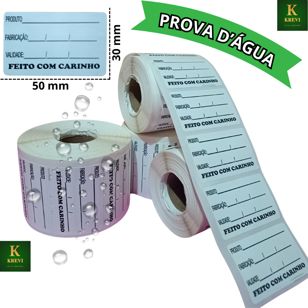 Mil Etiqueta Adesiva Validade De Alimento Anvisa 50x30m Manipulação e Congelamento prova d'água BOPP
