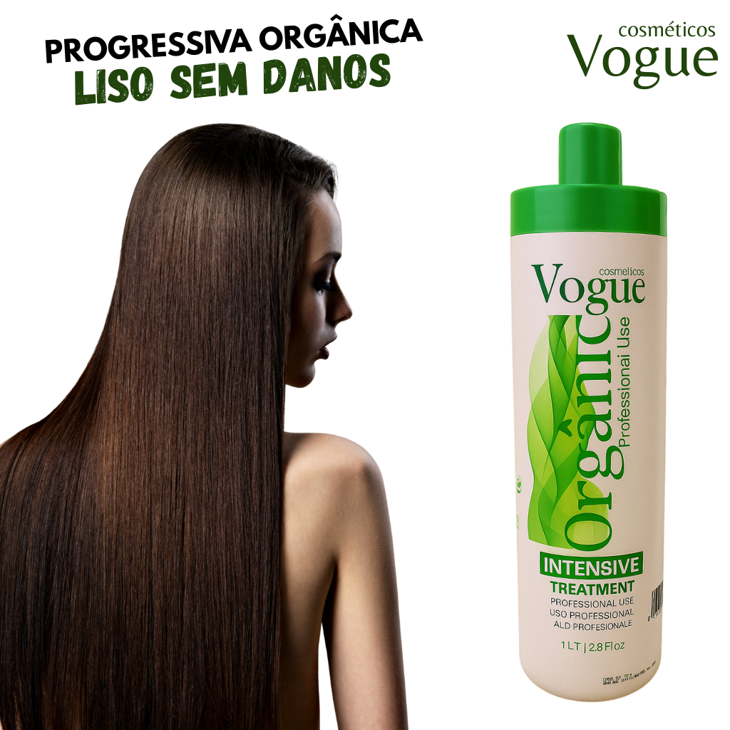 Progressiva sem formol profissional 1L Vogue Cosmeticos Organica - Liso Sem danos