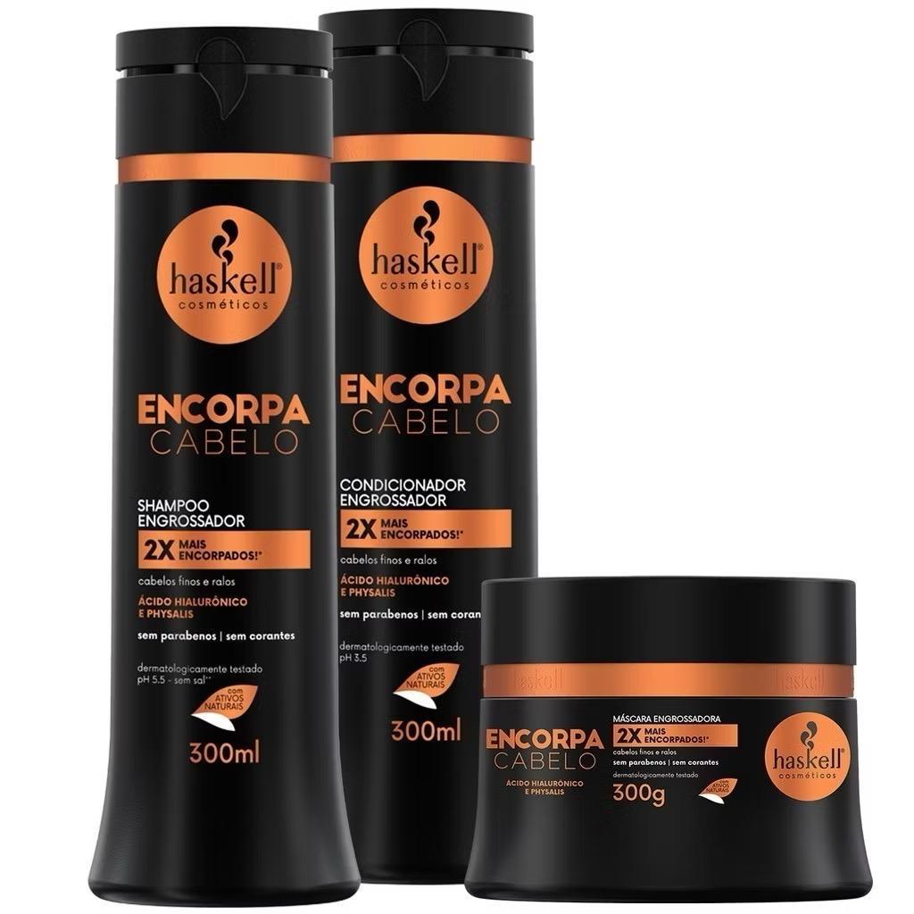 Kit Encorpa Cabelo Shampoo Condicionador Máscara 300ml Haskell
