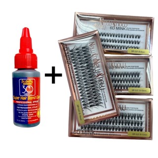 Conjunto de Super Cola 30ml Salon Pro + Caixa Com Cílios postiços 6D MINK NEW SHOW - Tufos Sem nó