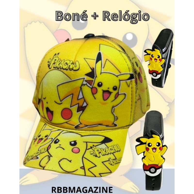 Kit Pokémon Pikachu Boné e Relógio à priva d'água Infantil