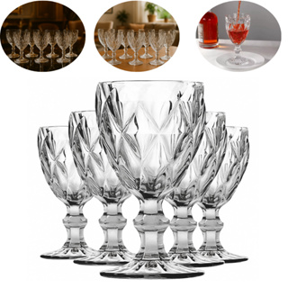 Jogo 6 /12 Taças de Vidro Diamond 340ml Transparente Luxo Elegante para Água Vinho Sucos e Jantar Reforçado em Oferta na Shopee