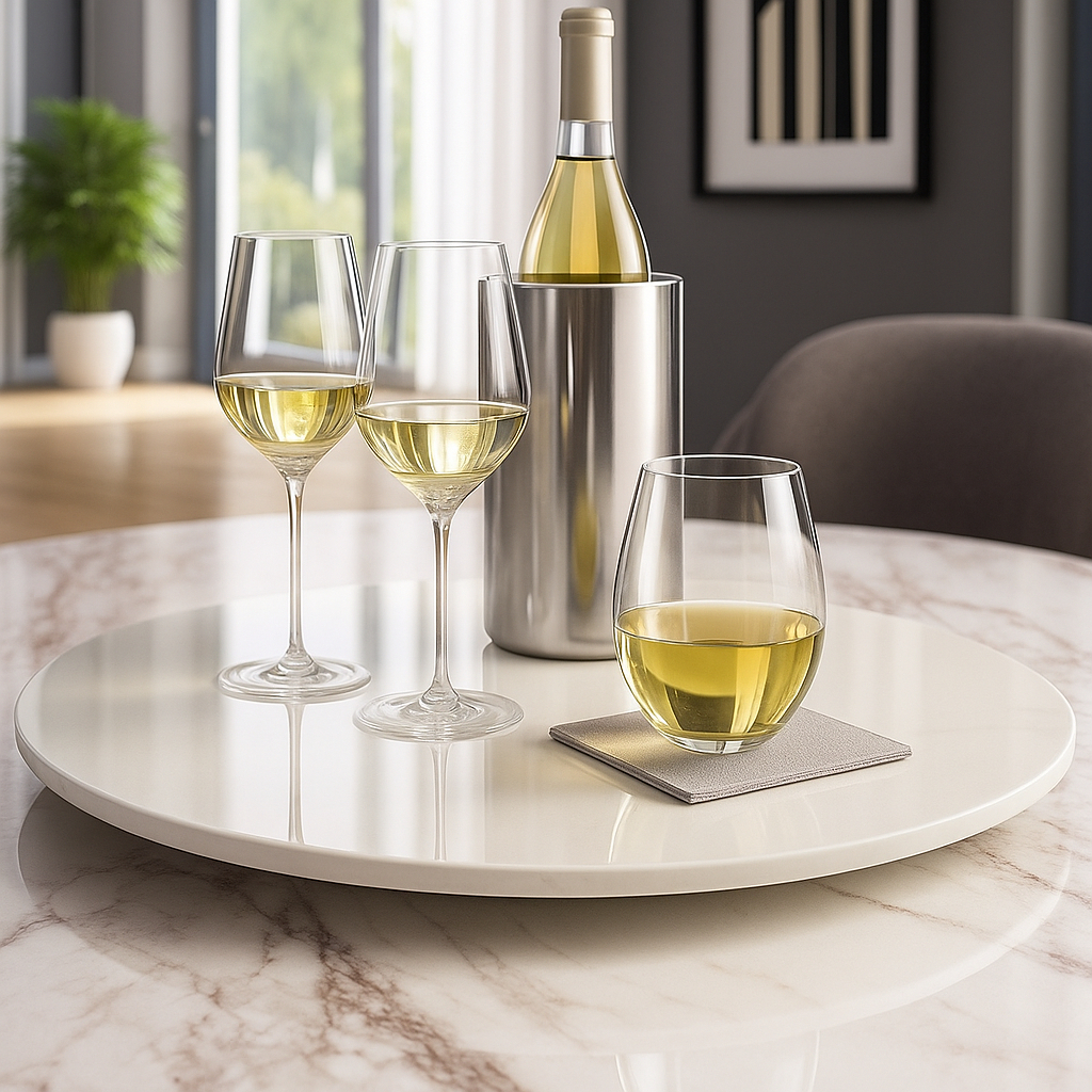 LUXO! Prato giratório em MDF e vidro  50 cm - disponível em 4 cores
