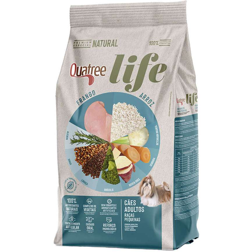 Ração Quatree Life Cães Adultos Raças Pequenas Frango e Arroz 10.1 Kg