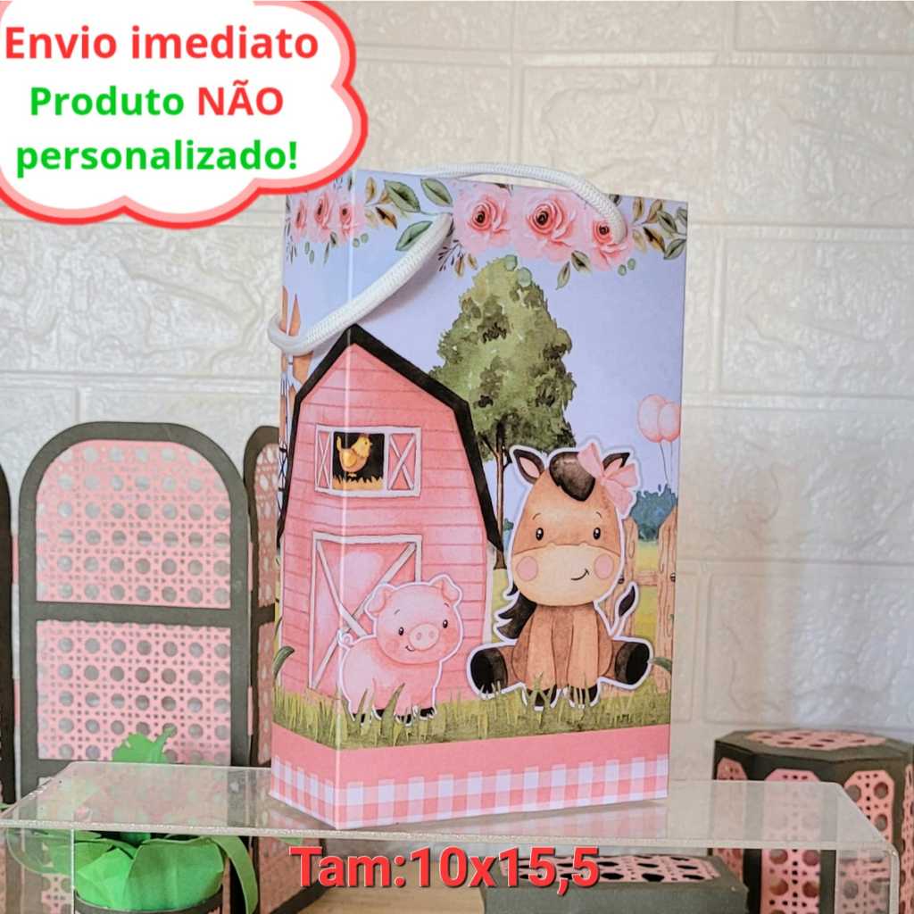 ENVIO RÁPIDO sacolinha lembrancinha festa Tema fazendinha rosa MENINA menina sacola  surpresa Aniversário PEGUE E MONTE