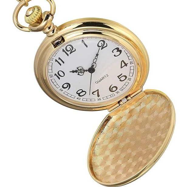Relógio De Bolso Antigo Quartzo Atlantis Aço Inoxidavel Prova Dágua Casual Unissex Dourado