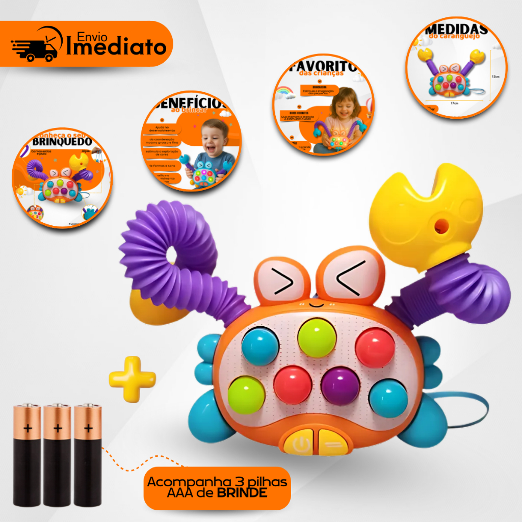 Brinquedo Sensorial Educativo Caranguejo Pop It
