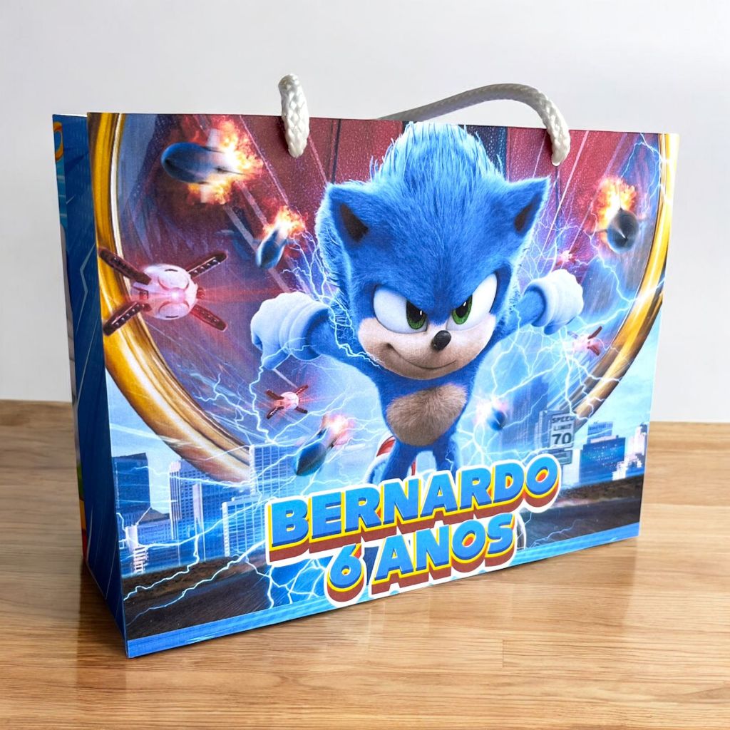 Sacolinha Sonic Personalizado | Sacolinha | Lembrancinha | Mimos | Aniversário Sonic PEGUE E MONTE