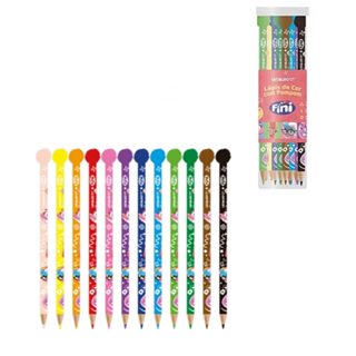 Lápis De Cor Triangular Com Pompom Fini Pote com 12 Cores - Leo e Leo em Oferta na Shopee