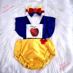 Kit Romper Bebe Temático Branca de Neve menina Lookinho Bloguerinha