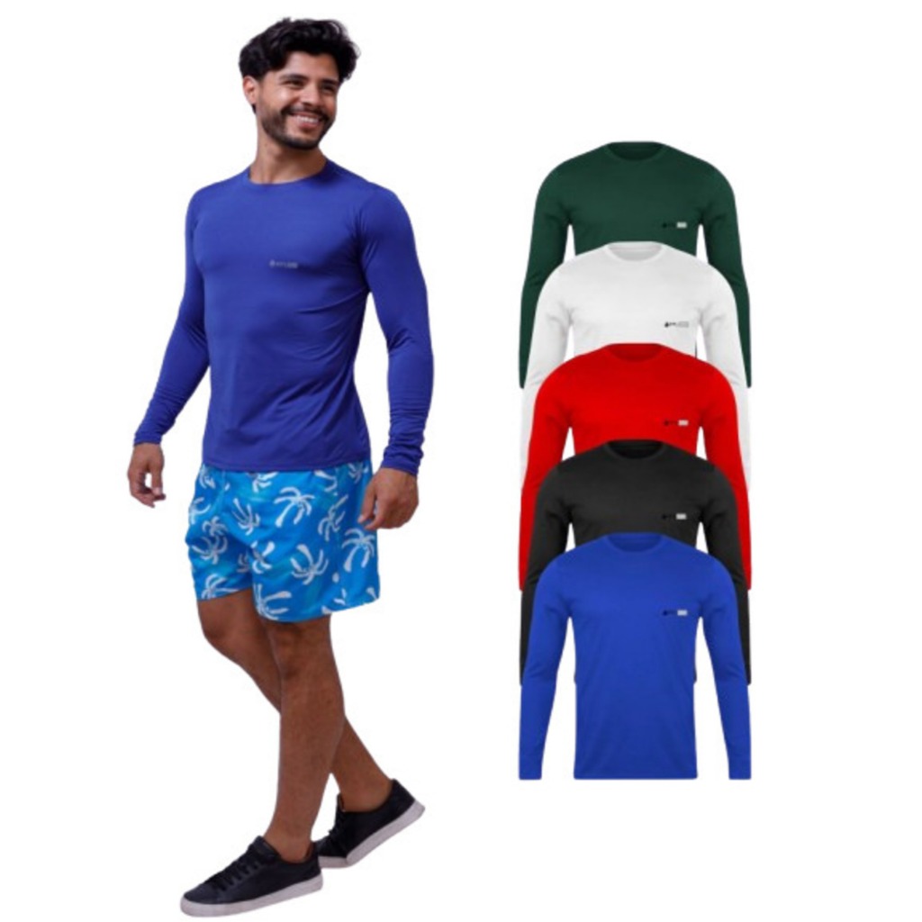 Kit Com 5 Camisetas Manga Longa Com Proteção Solar UV Fator 50