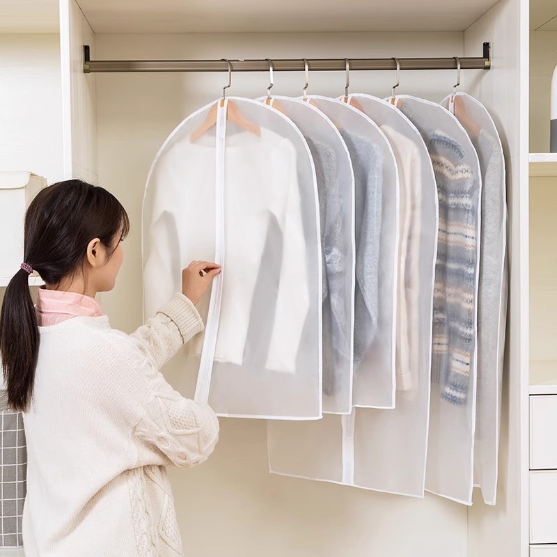 Translúcido Organizador Roupas Kit 5 Peças: Tampa Protetora Contra Poeira, para Casaco, Terno e Saco