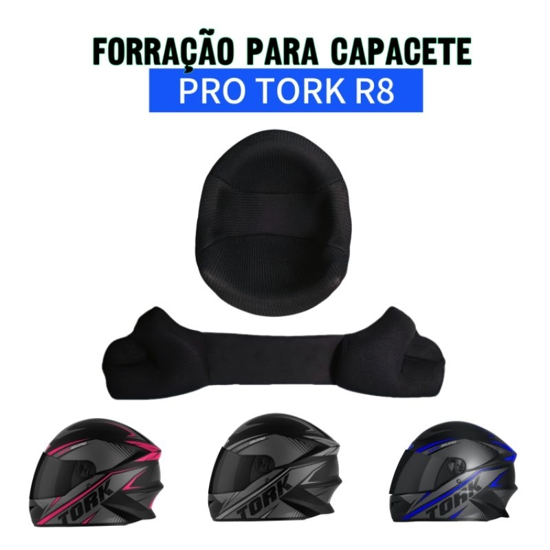 Forro de Capacete Pro Tork R8, COMPLETO Topo + Laterais (Fácil Montagem) em Oferta na Shopee