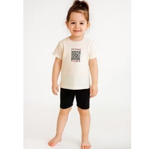 Elian - Conjunto Infantil Menina Verão Elian Estiloso Camiseta Manga Curta e Bermuda Ciclista Roupa Infantil Menina