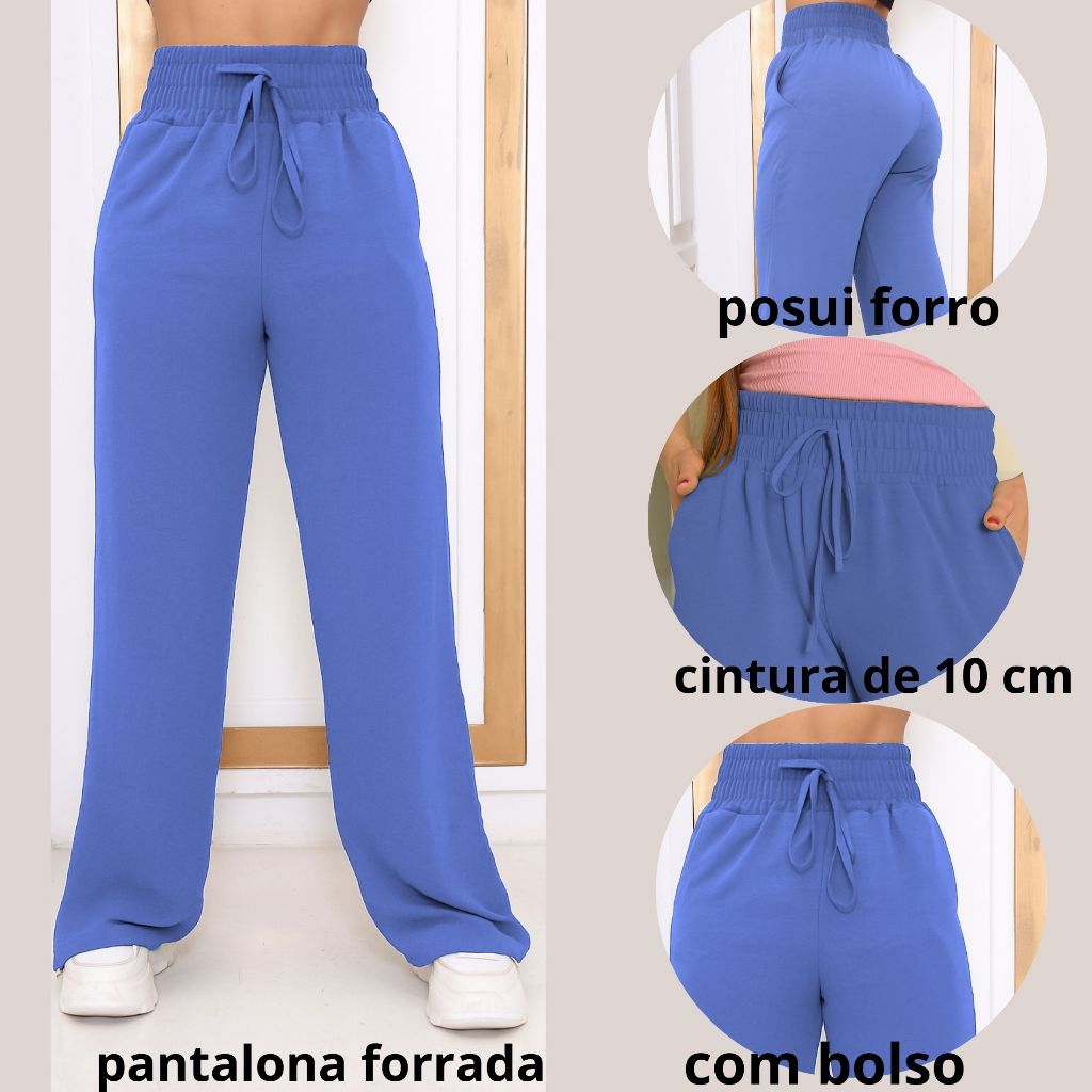 CALÇA PANTALONA FEMENINA DUNA CINTURA ALTA FORRADA em Oferta na Shopee