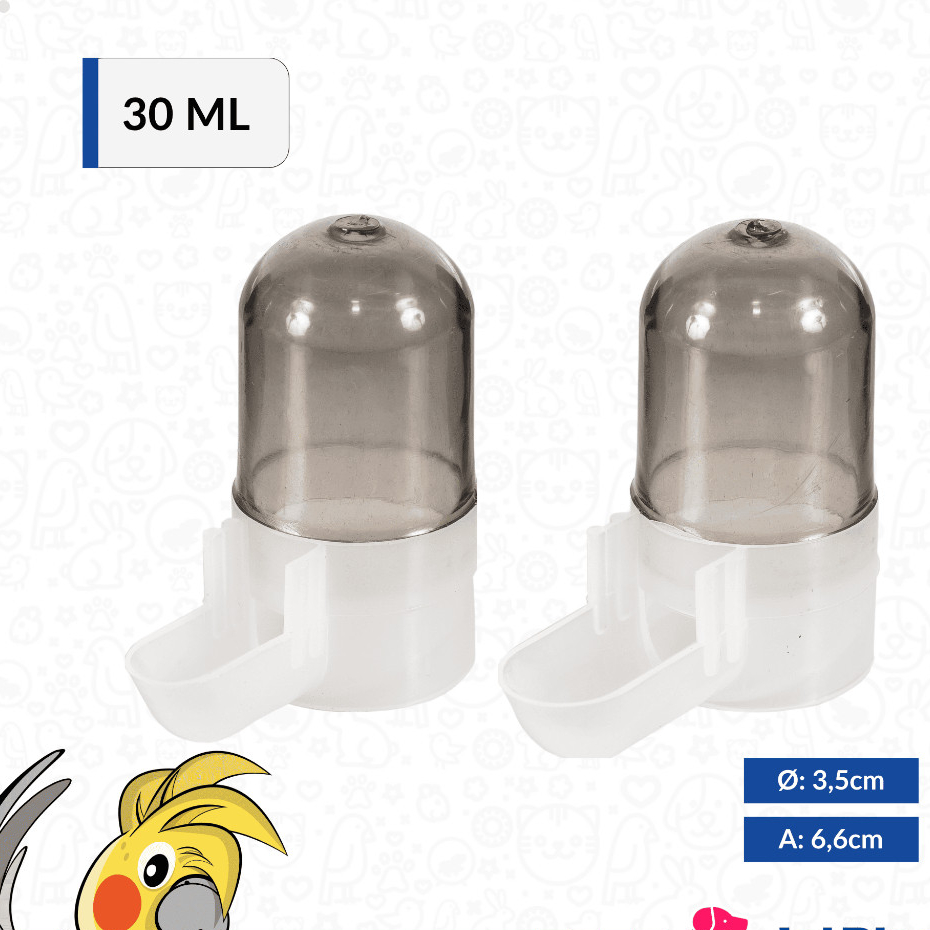 Kit 12 Bebedouro Fume Jumbo Para Pássaro Aves Jumbo Trinca Ferro Malha Larga 30ml Jel Plast — imagem 2 de 2