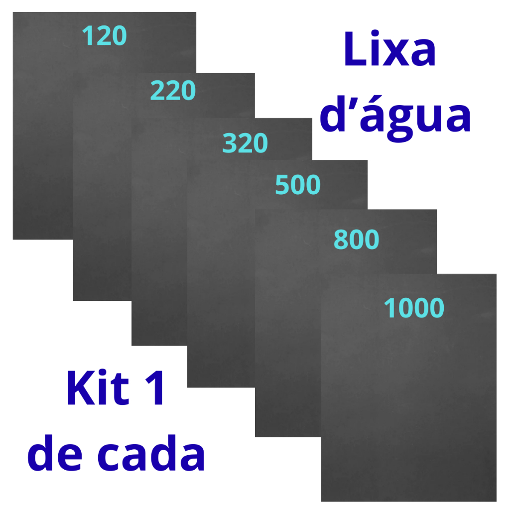Lixa 120 220 320 500 800 1000 kit 1 2 ou 3 cada Grão água Polimento Lixamento Metal Plásticos Folha