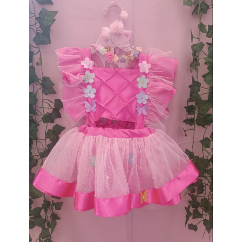 Romper jardim encantado completo com saia tiara e laço