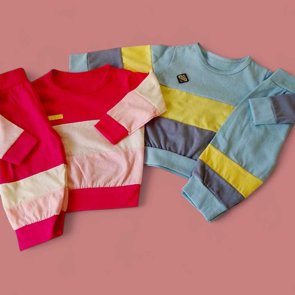 Conjunto Bebê Blusa e Calça Listrado 100% Algodão Meia Estação 0 a 4 Meses Menino Menina