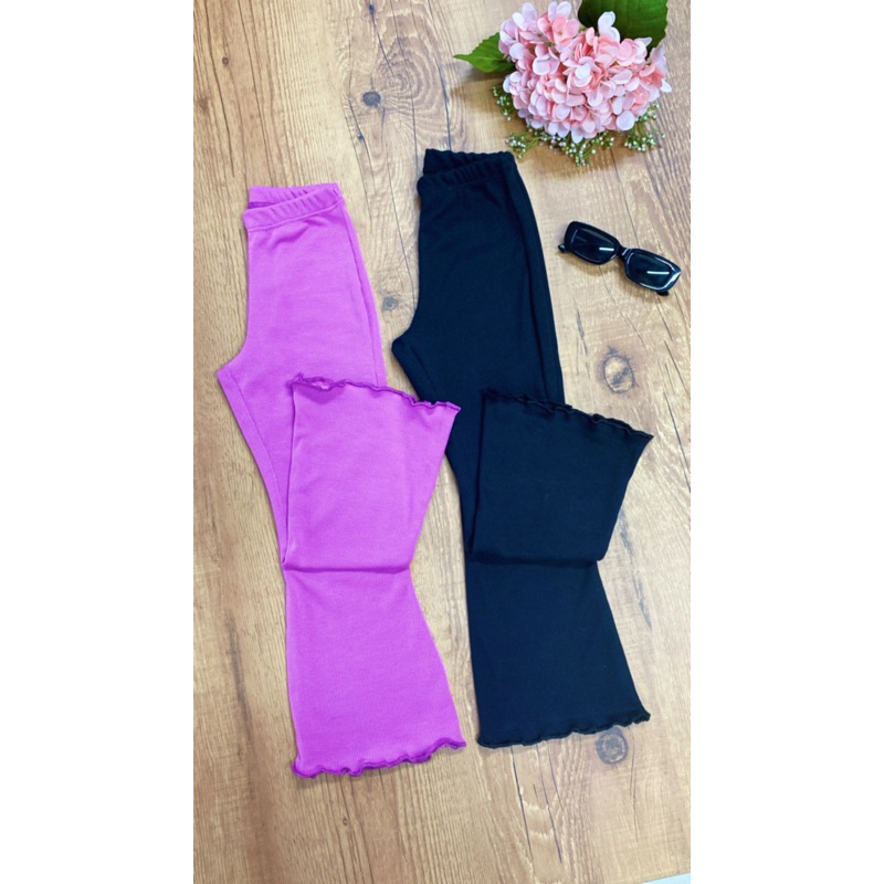 1 Calça Flare Wide Leg Infantil Feminina Ribana Canelada Levinha