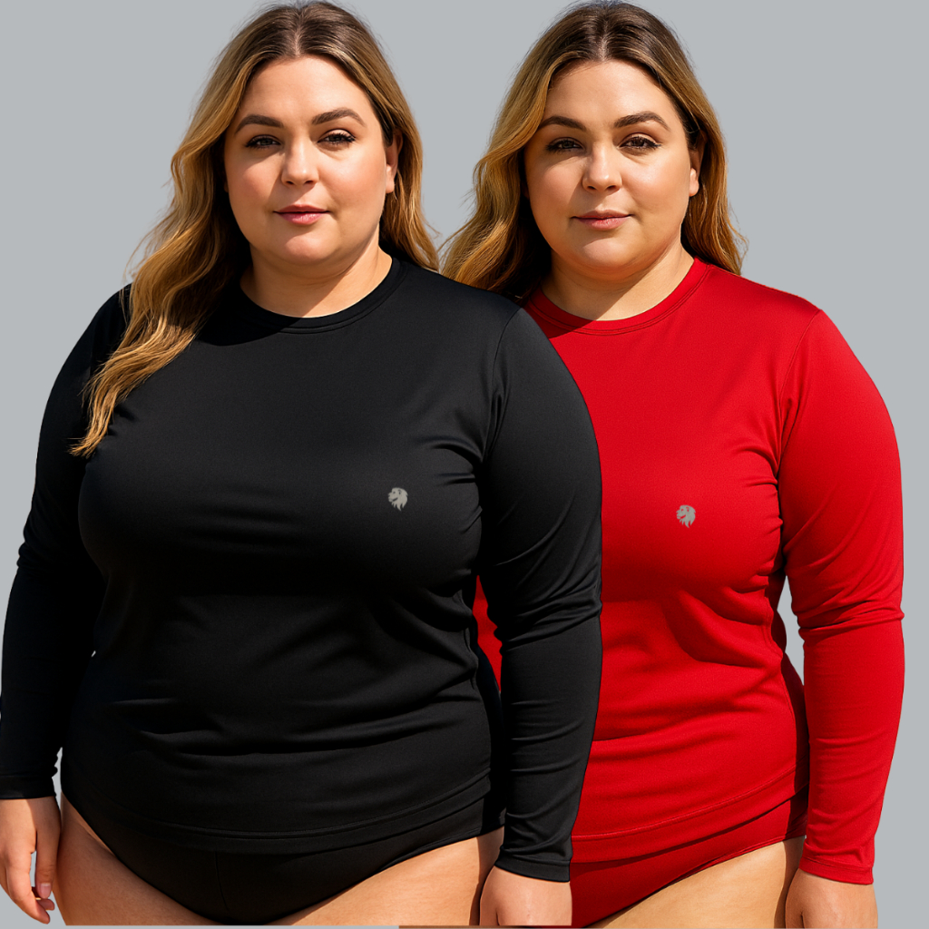 Kit 2 Camisa Plus Size Feminina Proteção Solar UV50+ Segunda Pele Térmica G1 ao G3