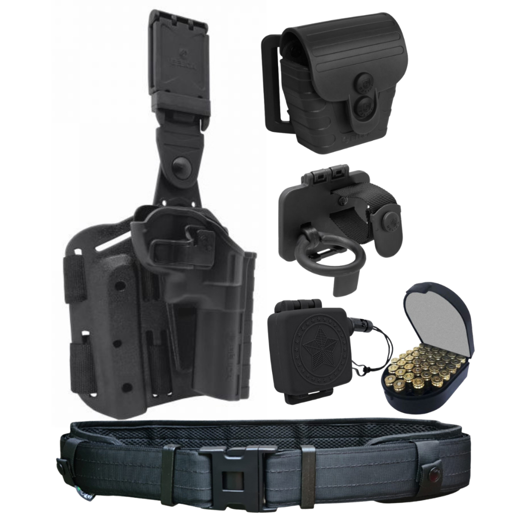 Kit Tático Policial Coldre Revolver Vigilante Segurança acessórios Bélica Militar