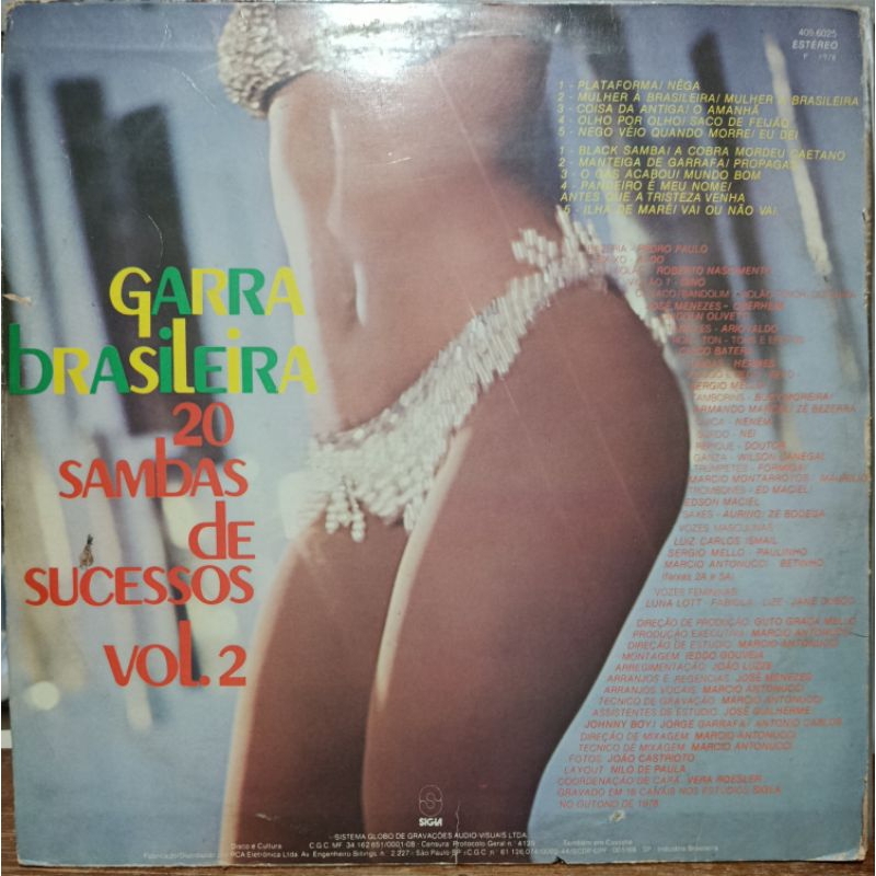 LP Garra Brasileira – 20 Sambas De Sucessos Vol. 2 (518)