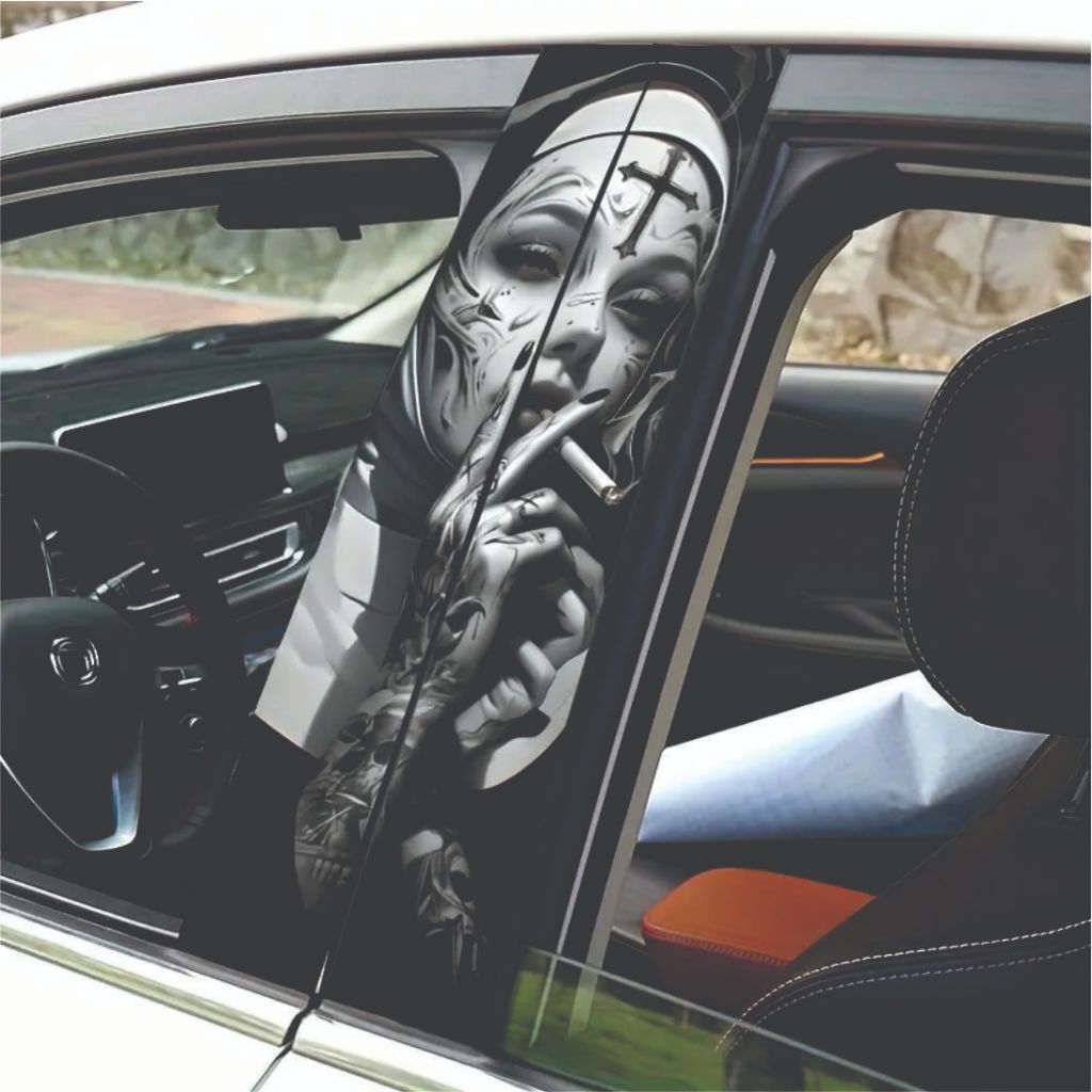 Adesivo de Coluna de Porta Carro Anime Nun Car Stickers kit