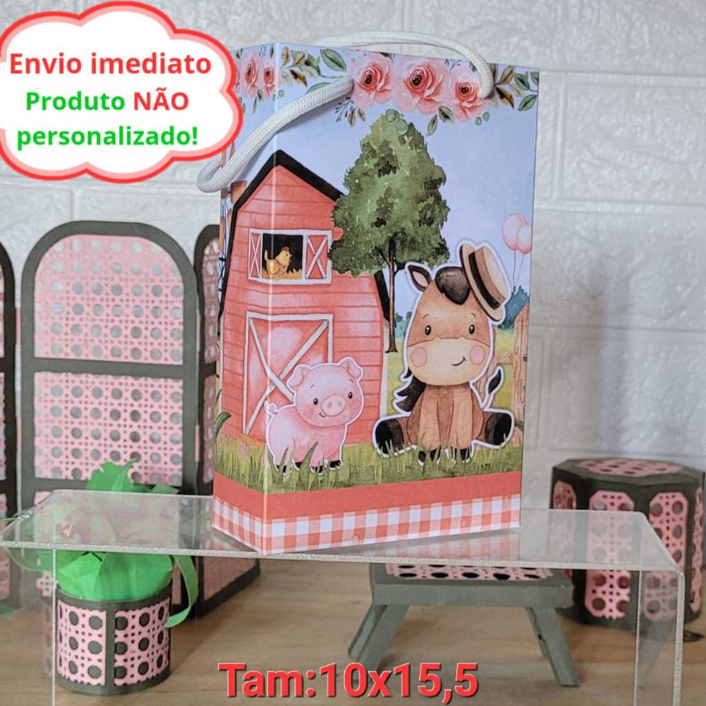 ENVIO RÁPIDO sacolinha lembrancinha Tema Fazendinha  Vermelho Goiaba sacola  surpresa  Aniversário PEGUE E MONTE