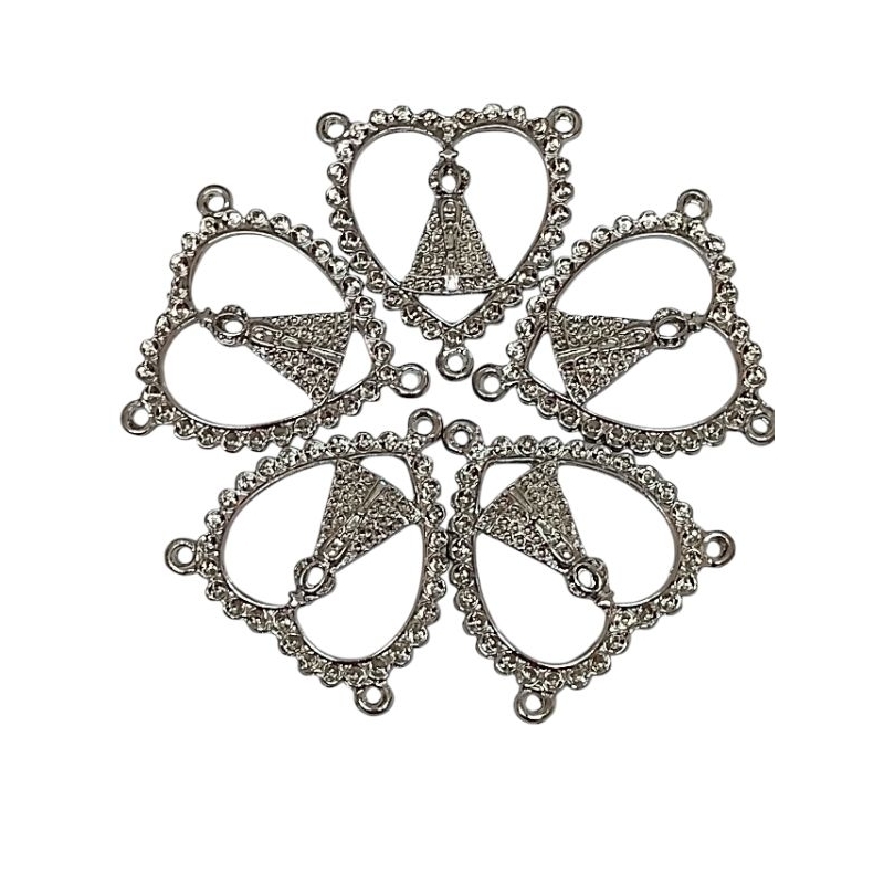 Kit com 5 Lindos Corações de Nossa Senhora Aparecida  Ideal Para Terços Luxuosos com Cavidade para Colar Strass Lindosss em Oferta na Shopee