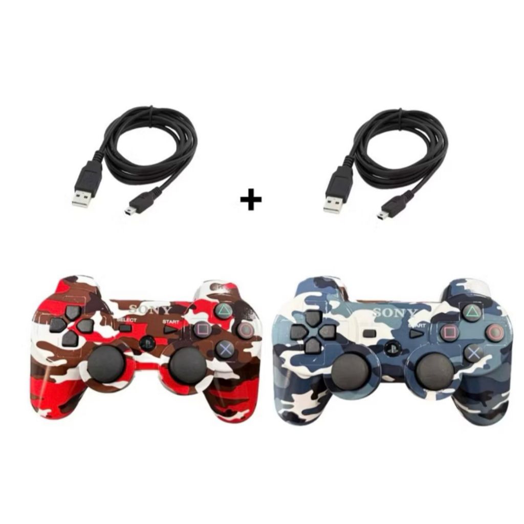 Controle sem fio para ps3/Pc / Tv /Celular joystick camuflado +Cabo carregador