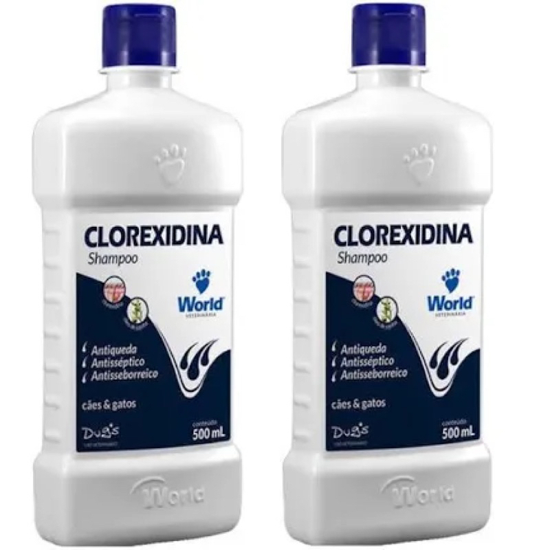 2 Shampoos Clorexidina para Cães e Gatos World Dug's 500ml em Oferta na Shopee