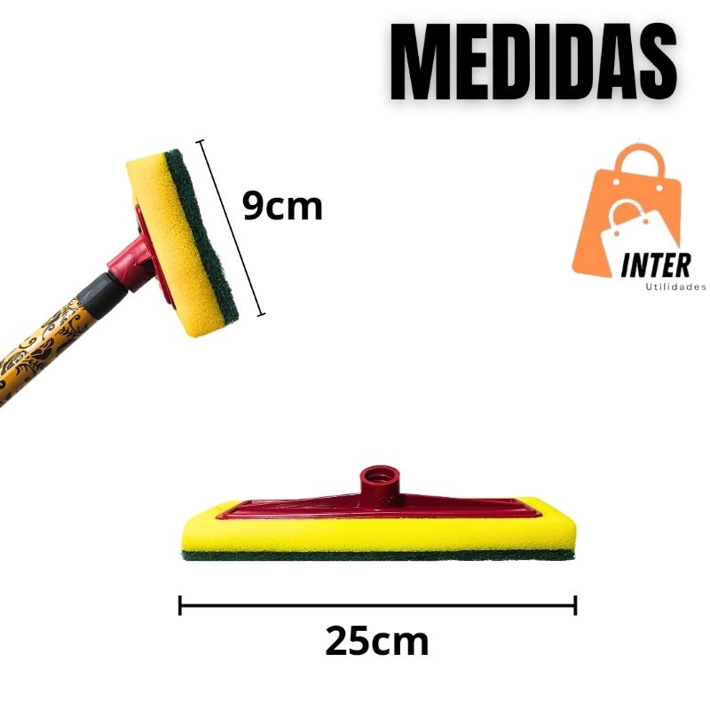 Kit misto 2 a 6 Lava azulejo e Rodo limpeza pesada esfregao abrasivo esponja limpa chao s/ cabo