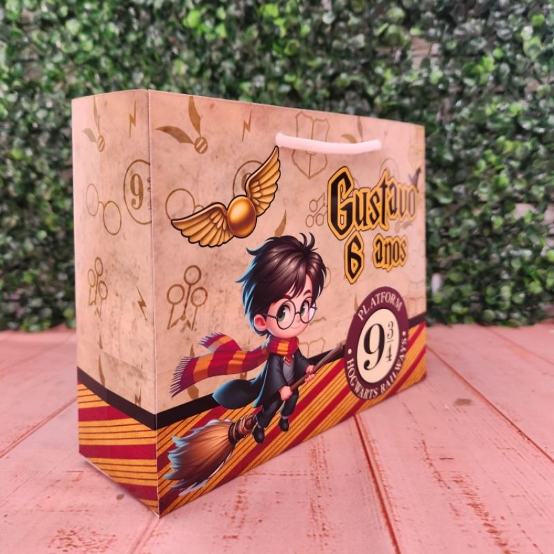 Sacolinha G Personalizada Hary Potter Lembrancinha de Aniversário Festa Infantil