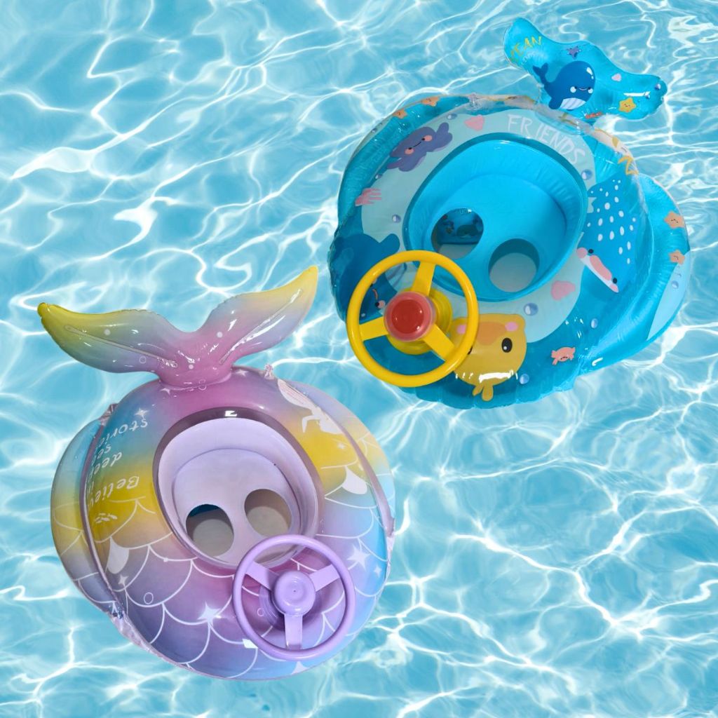 Boia Bote Bebe Fralda Carrinho Buzina Fralda Kids Sereia Unicornio Pato Infantil Perna