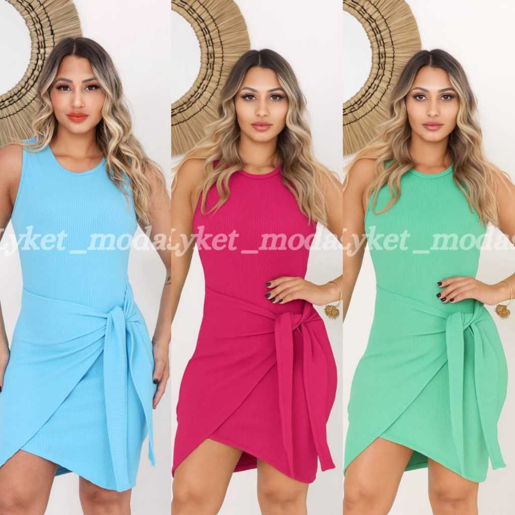 Vestido Femenino envelope transpassado com amarração lateral / Vestido Femenino Anarruga premium