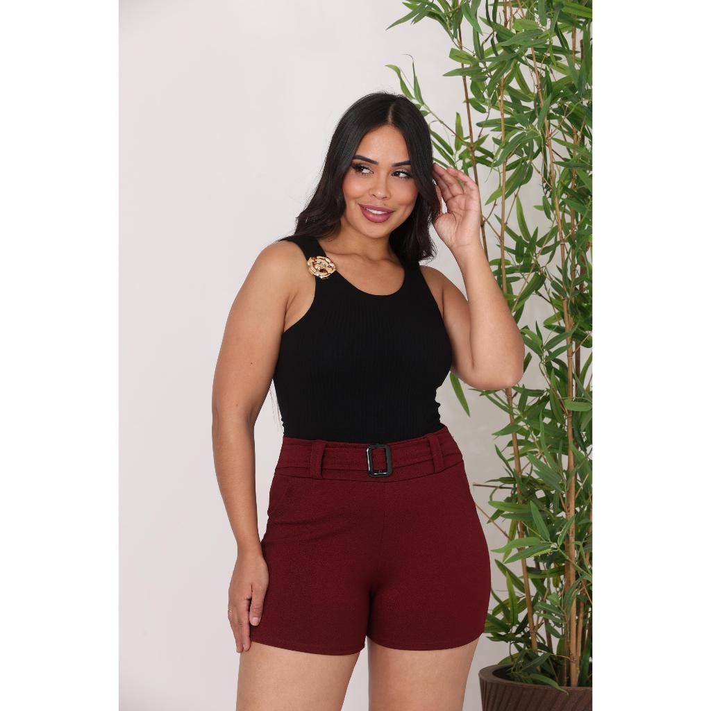 Blusa Regata Feminina Gola Redonda com Bojo e Detalhe Flor Dourada Canelado Premium