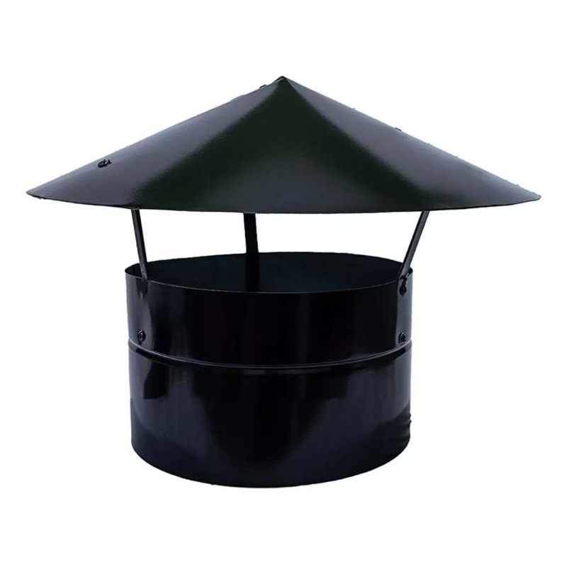 Chapéu Chinês 9 Polegadas 230mm 23cm Preto Aço Chaminé Churrasqueira Lareira Forno Fogão Pintura Eletrostática