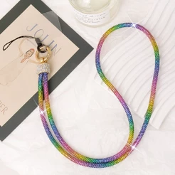 Cordão Para Celular Luxo Strass Diamante Anti-Queda 60cm Brilho Intenso Dama Tendência 2025
