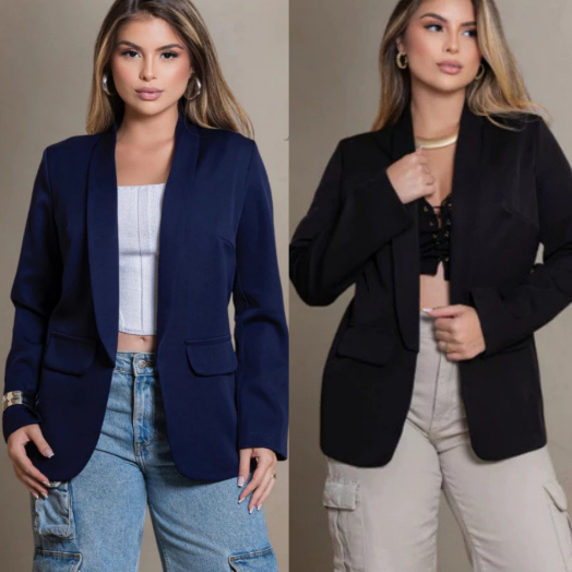 Blazer Alfaiataria Feminino Max Luxo Oversized Casual Básico Social Sport Elegante Tendência Slim Acinturado