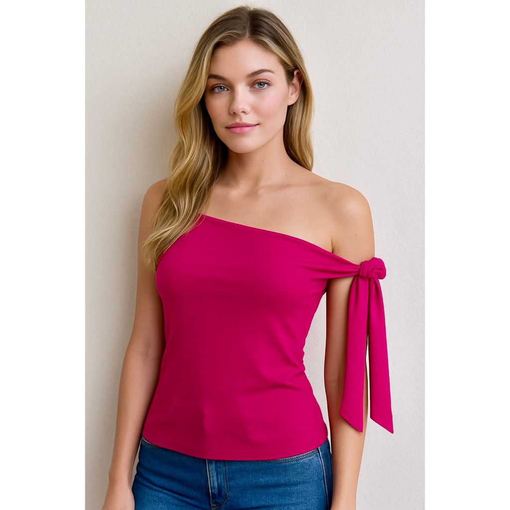 blusa assimétrica com laco forro duplo suplex premium em Oferta na Shopee