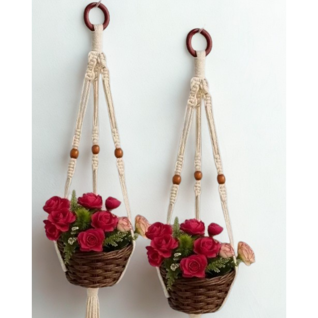 Suporte para Planta em Macramê Feito à Mão 80 cm– Decoração Boho para Vasos