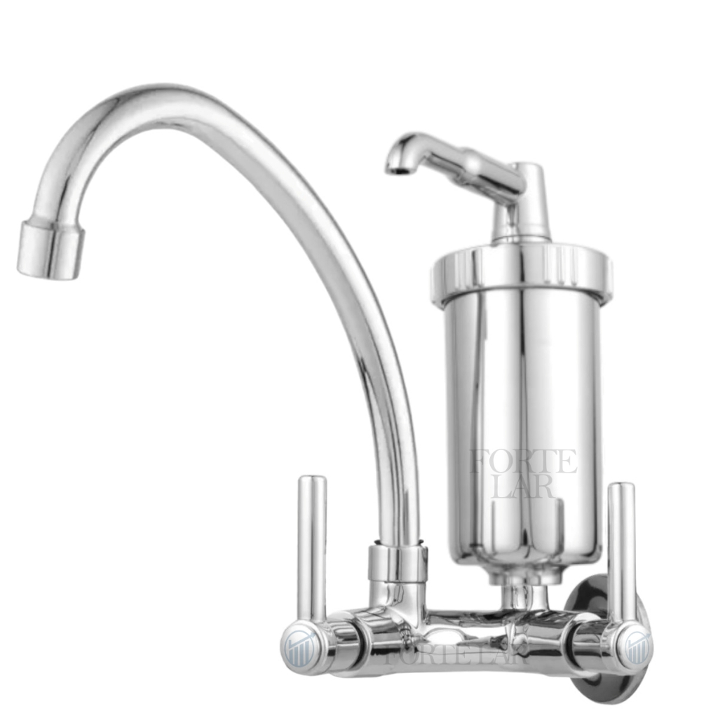 Torneira de Cozinha com Filtro Bica Móvel 360° Parede Bancada Pia 1/4 de Volta Filtro com Refil em Oferta na Shopee