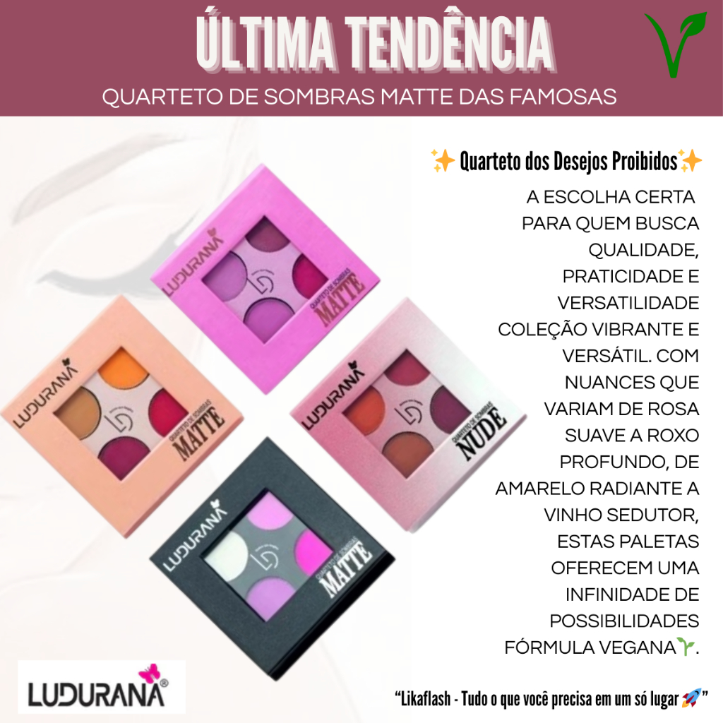 Maquiagem Paleta de Sombra de Olho - 1 Mini Estojo - Quarteto Sombras Matte Ludurana