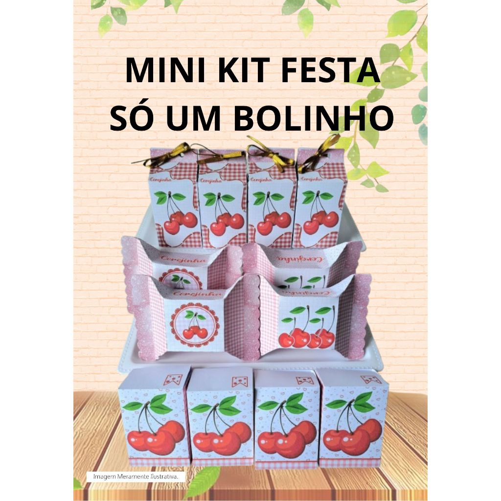 KIT FESTA DE ANIVERSÁRIO CEREJINHA LEMBRANCINHA PERSONALIZADA CAIXINHA SÓ UM BOLINHO