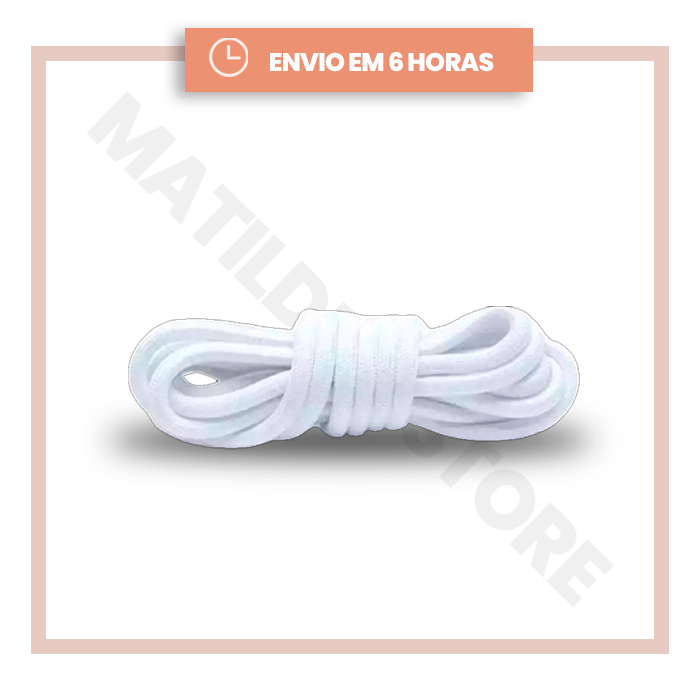 Cadarço Grosso Redondo Branco – 1 Par p/ Bota Coturno Tênis Skate